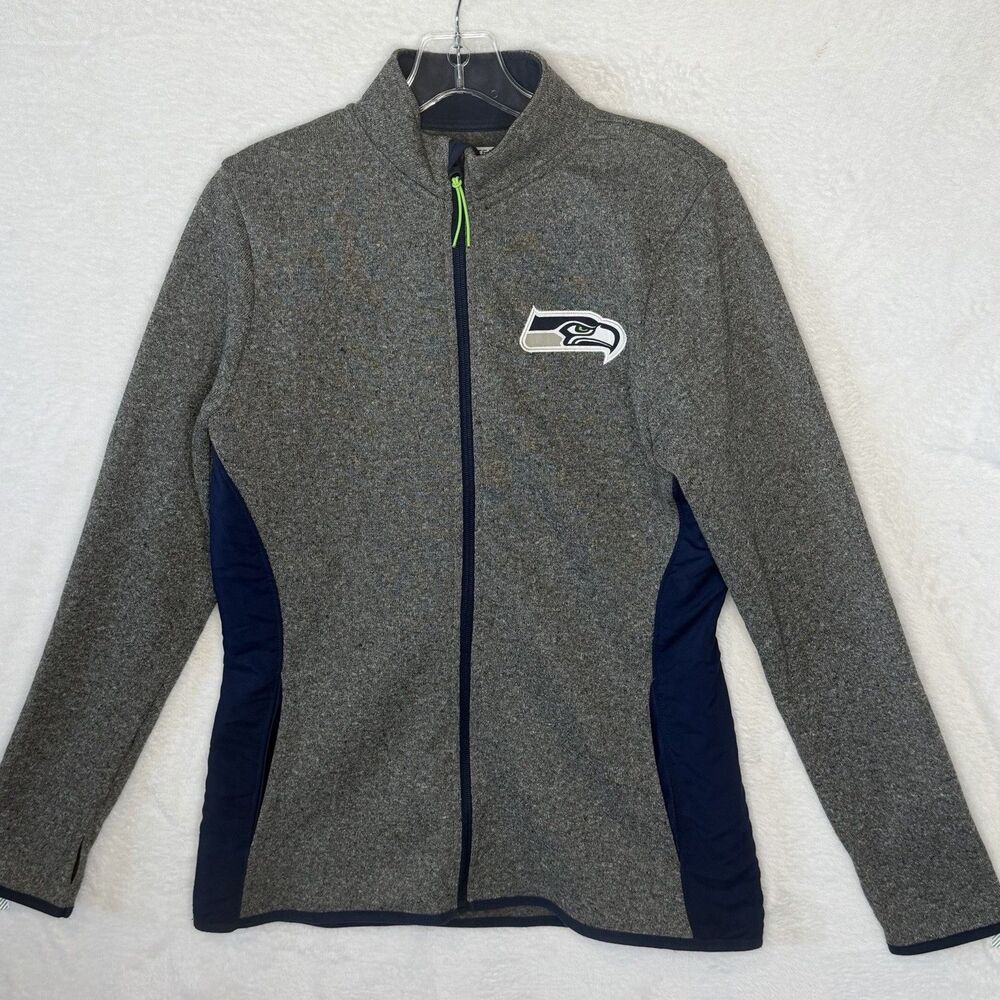 Seattle Seahawks NFL Women's Performance Fleece Full Zip Jacket Size M Gray Blue
